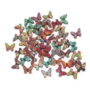50 Wooden Butterfly Buttons